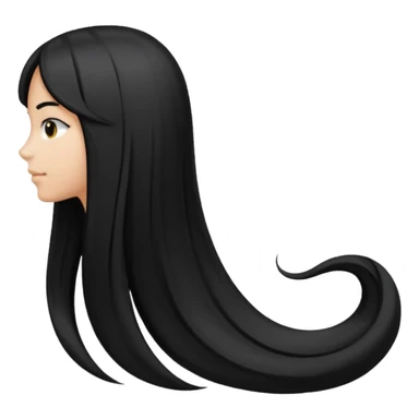 back view of long black hair sticker