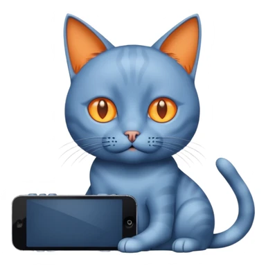 Cat with no ears head blue body blue with gadget sticker