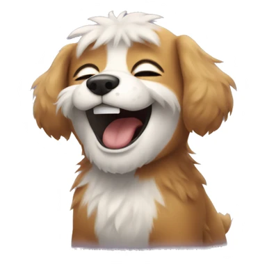 A fluffy dog laughing sticker