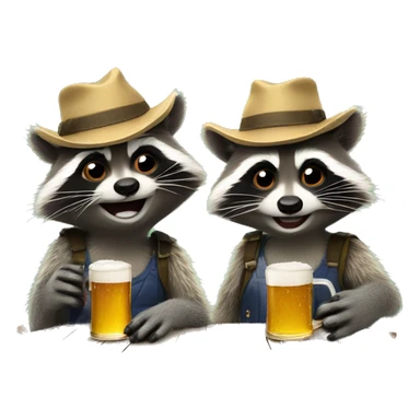 two raccoons drinking beer with hats sticker