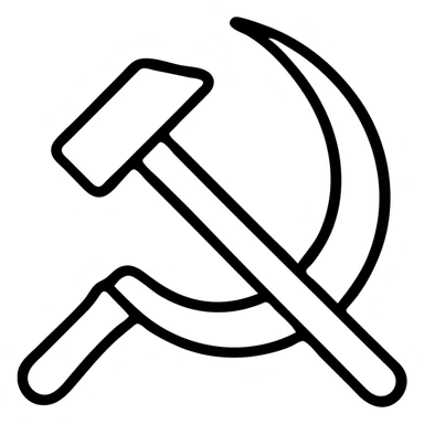 A hammer and sickle tool symbol with the hammer and sickle crossed sticker