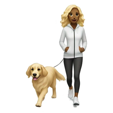 Woman wearing athleisure walking white golden retriever sticker