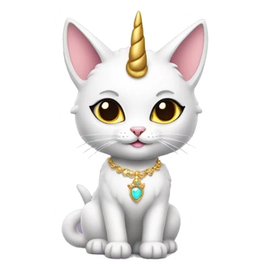 princess-cat with unicorn horn and necklace full body sticker