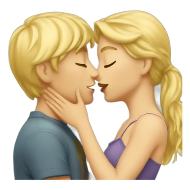 Blond boy kissing a blonde girl sticker