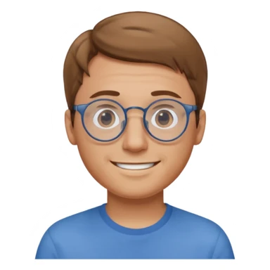 homme cheveux court marron clair sans barbe sourrir avec lunettes rondes sticker