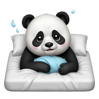 panda crying in bed sticker