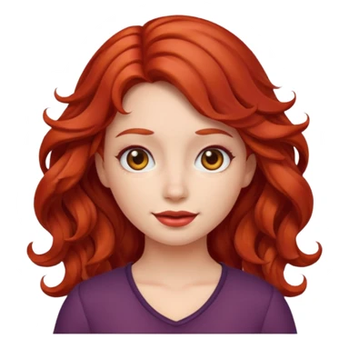 Emoji girl ios18 with red wavy hair sticker