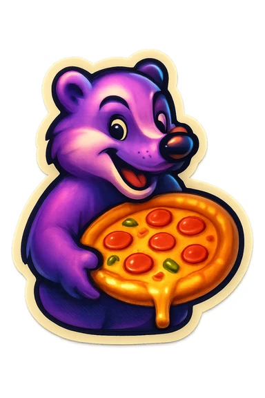 Purple Badger with pizza  sticker