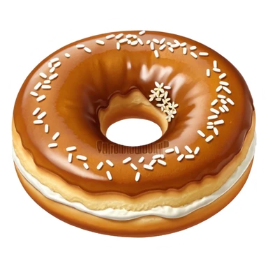 a slovenian traditional donut krof  - a bun with some white sprinkles on top, no hole sticker