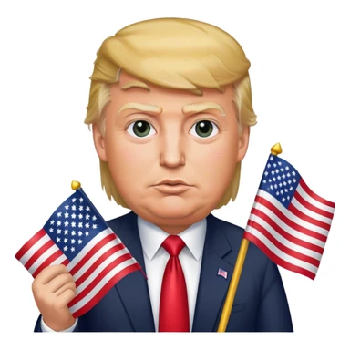 Donald trump holding an American flag sticker