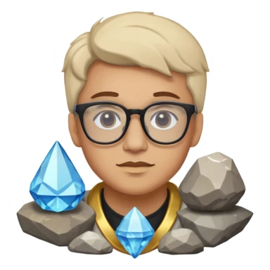 mineral rock fan geologist just face with lots of gem accessories sticker