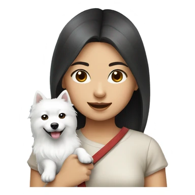asian girl with Japanese spitz dog sticker