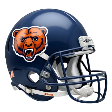Navy blue football helmet with Chicago Bears logo sticker