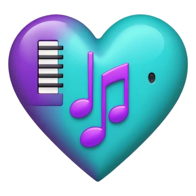 Teal and Purple music heart sticker