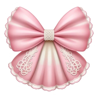 a seashells pink bow with a white coquette lace sticker
