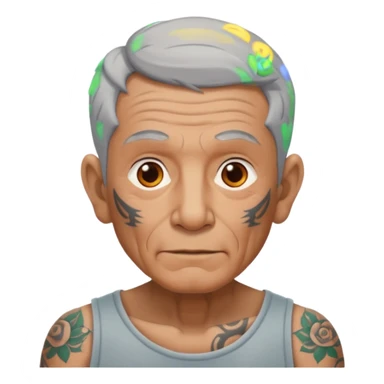 elderly man with tattos sticker