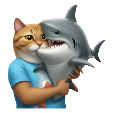 Cat hugs a shark who is actually it’s best friend  sticker