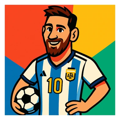 Lionel Messi, football legend, cartoon style sticker