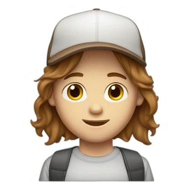 white boy with long brown hair baseball cap sticker