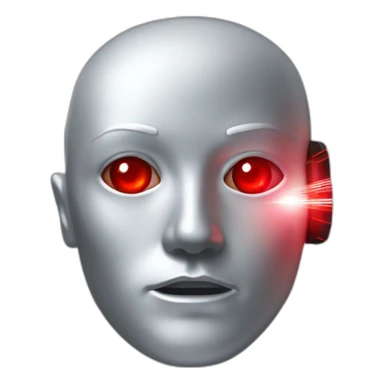 A silver human head with red laser beam streaking out of eyes  sticker