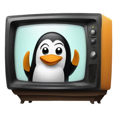 television with penguin and plex on screen sticker