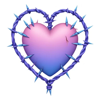 Stitched Barb thorn wired pastel pink-violet-blue-gradients heart sticker