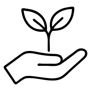 Hand holding a sprout, symbolizing nurturing the environment and sustainable development sticker