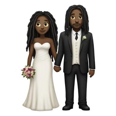 full body Plus size couple with dreads wedding pale sticker