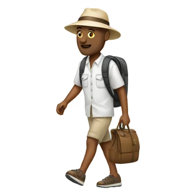 white tourist taking a walk sticker