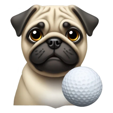 Pug with golf ball sticker