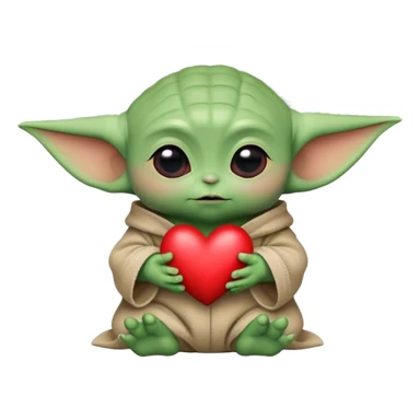 Baby Yoda with a heart sticker