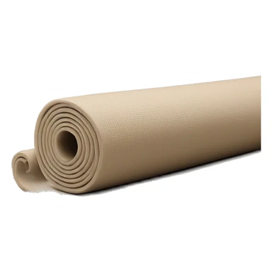 Realistic beige half rolled out yoga mat sticker