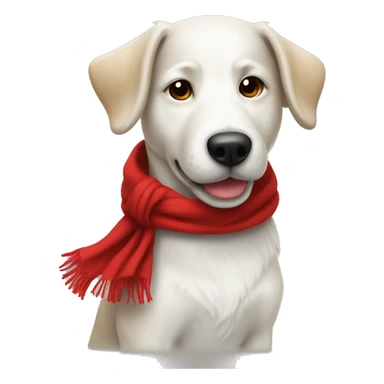 White dog with red scarf  sticker