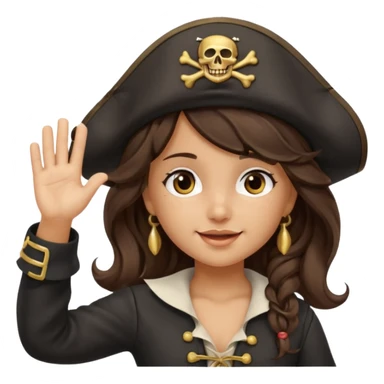 cute pirate girl wave salute sticker