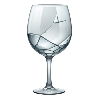 wine glass with a large crack sticker