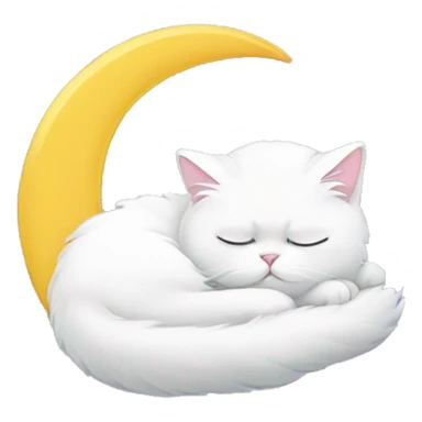 White Persian cat sleeping on crescent moon  sticker