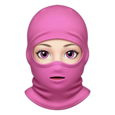 baggy stylish 3 hole balaclava pink in colour with girly eyes showing through the eye holes of the balaclava with beautiful eyelashes on  sticker