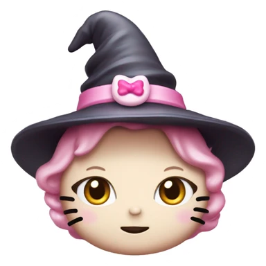 Hello kitty with witch pastel pink hat sticker