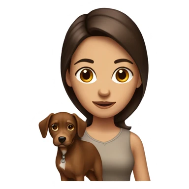 Brunette girl with brown dog with pointy ears sticker