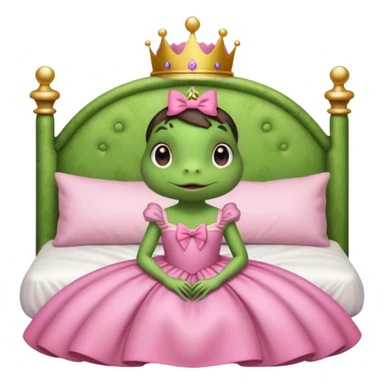princess frog on bed pink bow with a pink dress cute girly pop sticker