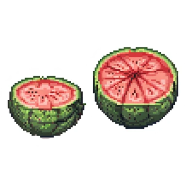 a whole watermelon and a watermelon cut in half, both shown together sticker