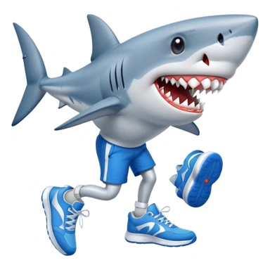 shark with 3 legs wearing blue sneakers sticker