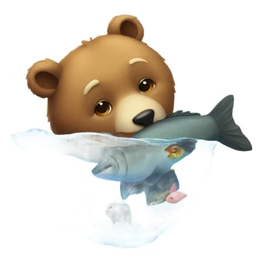 bear kissing a fish sticker