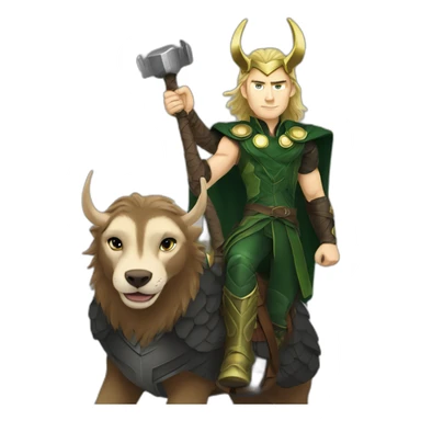 loki riding thor sticker