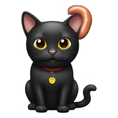 Black cat with sausage sticker