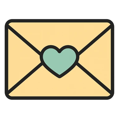 a letter sealed with a pastel green heart, soft and cute sticker