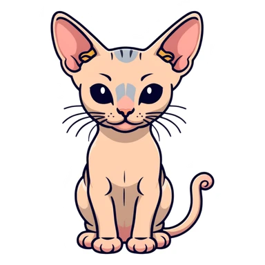 hairless sphynx cat full body pose sticker