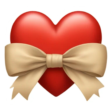 red heart with beige bow sticker
