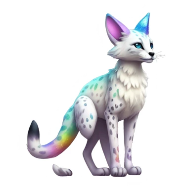 Cute Kawaii Epic Ethereal Sparkly Colorful Sergal-Serval-Vernid full body sticker