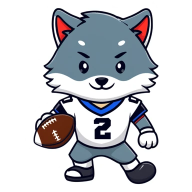 wolf wearing football jersey and helmet sticker